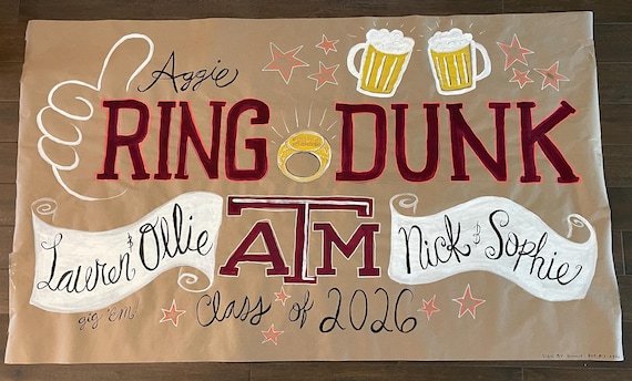 Fully Customizable Event Banner - 4x6 foot Texas A&M Ring Dunk Sign / Graduation Backdrop Banner