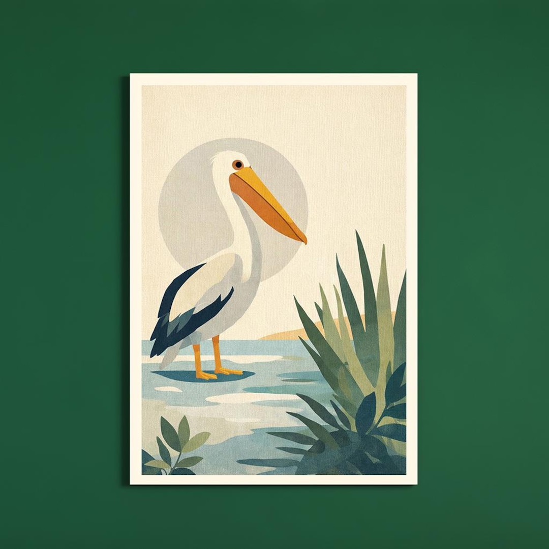 Pelican Wall Art Printable, Minimal Pelican Illustration, Coastal Bird ...