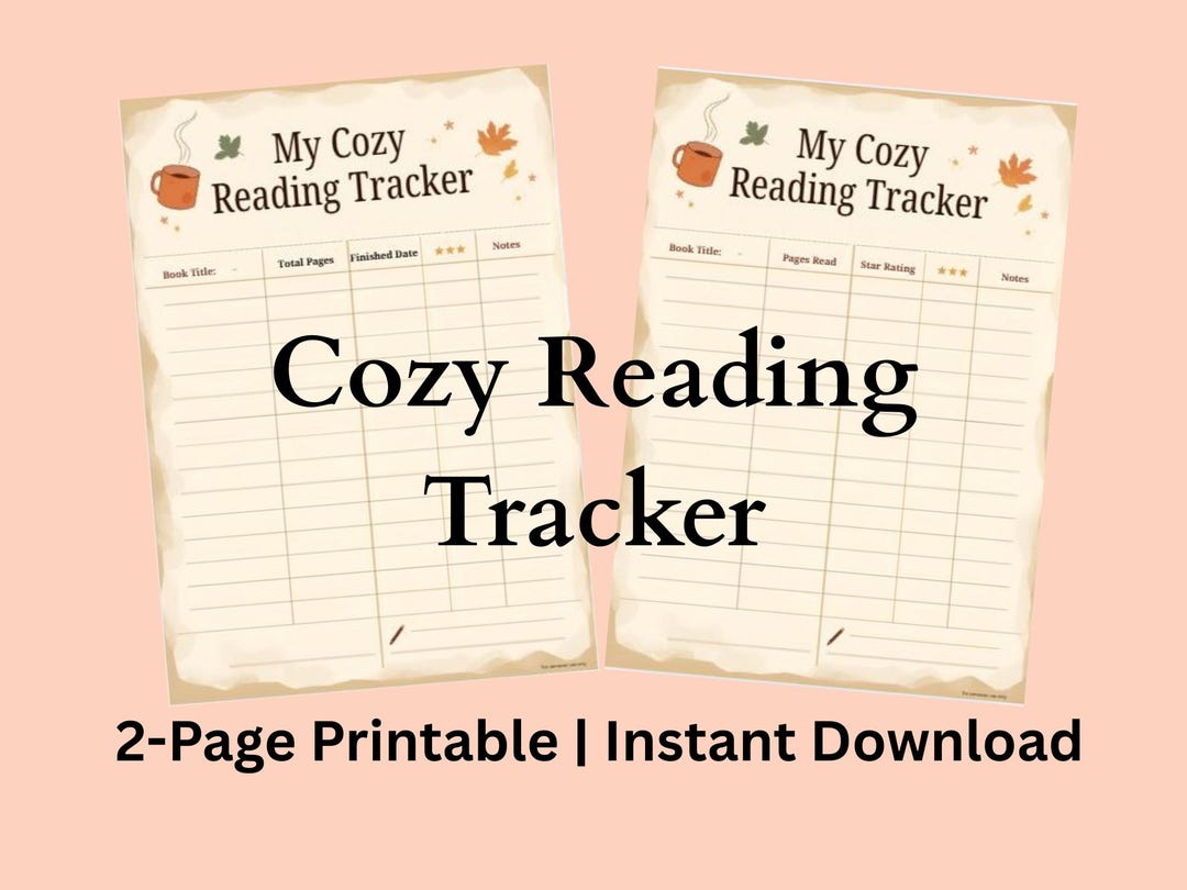 2-page Cozy Tracker Printable | Book Journal Pages | Reading Log ...