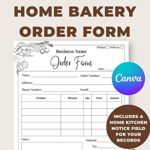 Sourdough Bakery Order Form, Editable Canva Template, Home Baker Printable, Digital Download