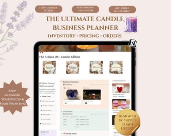 Candle Maker Planner, Wax Inventory Tracker & Pricing Dashboard Notion Template