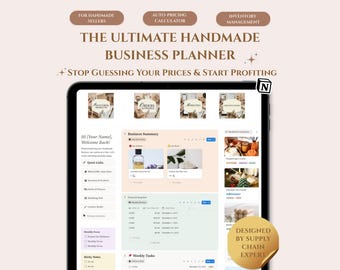 Handgemaakte businessplanner, notie | Voorraadbeheer kleine bedrijven | Prijscalculator en winsttracker