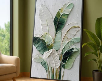 Banana Leaf Canvas Print, Tropical Botanical Wall Art, Modern Home Decor