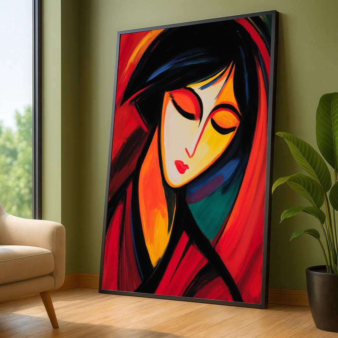 Abstract Woman Portrait Canvas Print , Colorful Expressionist Art ...
