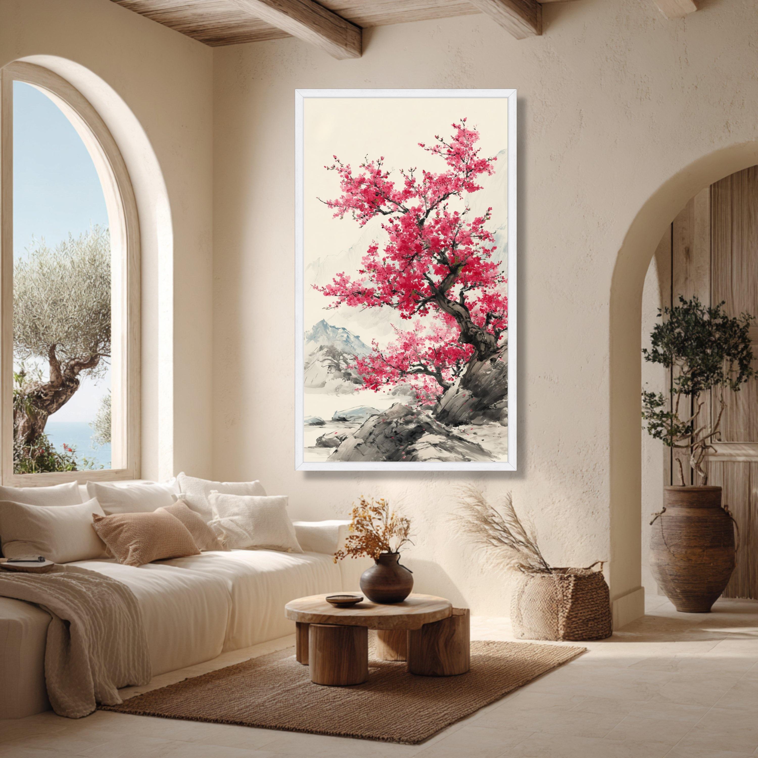 Vibrant Cherry Blossom Tree Canvas Print, Asian Landscape Wall Art ...