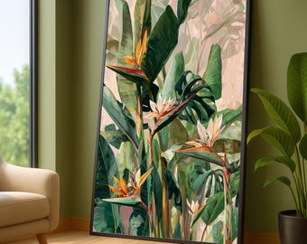 Bird of Paradise Canvas Print, Exotic Floral Wall Art, Tropical Decor