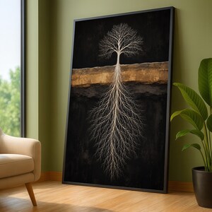 Tree of Life Canvas, Root and Branch Wall Art, Botanical Nature Decor