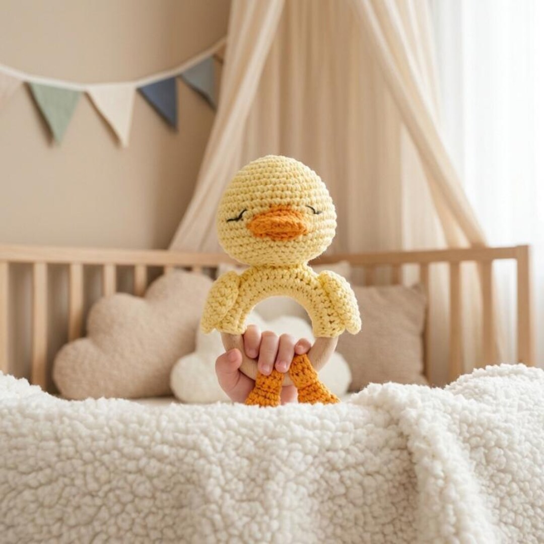 Chrochet Duck, Baby Duck Rattle, Duck Rattle , Duck Toy Pattern ...