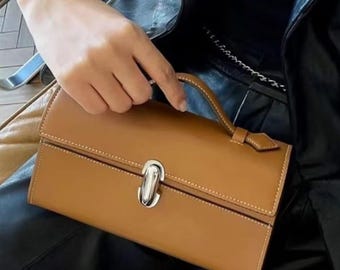 Bolso de mano de piel: elegante bolso pequeño con asa superior / Bolso clásico de mujer para fiestas, bodas y estilo diario