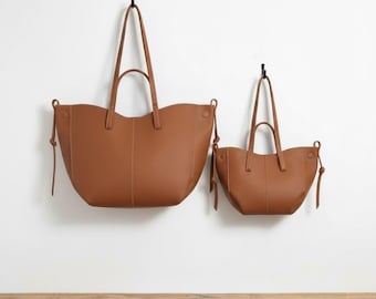 PU-Leder-Einkaufstasche - Große & kleine Arbeitstaschen für Frauen, weicher Vegan-Schulter-Shopper, Alltags-Chic-Handtasche mit Magnetverschluss