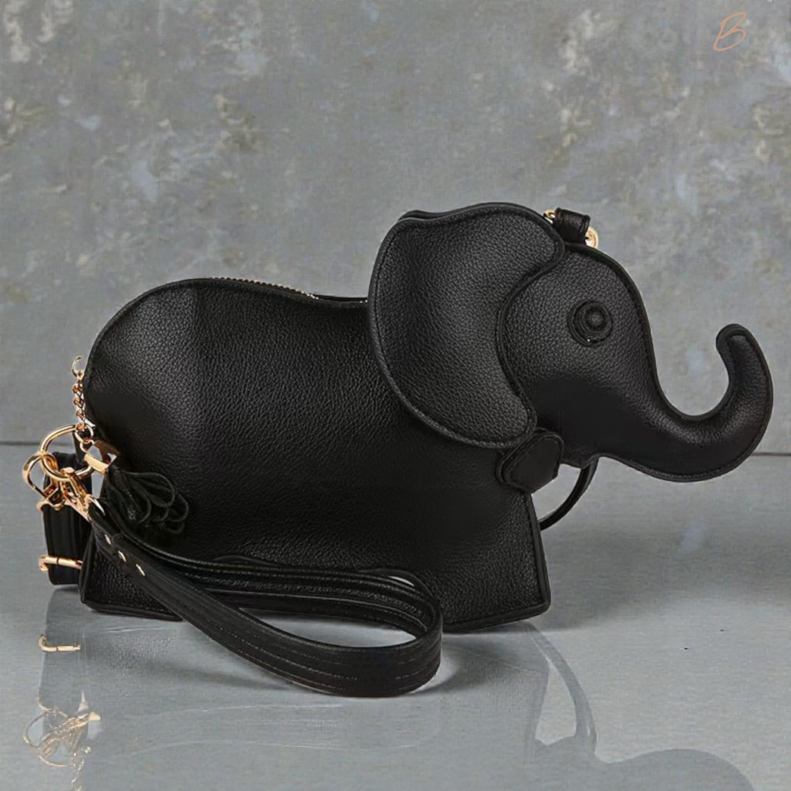 Elephant Crossbody Purse – Vegan Leather Clutch in 3 Colors, Delta