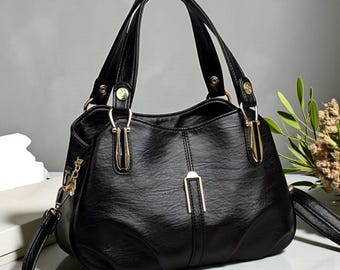 Bolso de hombro de piel auténtica de lujo: bolso bandolera con asa superior para mujer, elegante bolso de diario.