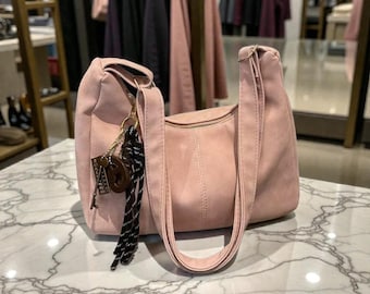 Bolso Hobo de Piel Vegana: Bolso de Hombro Holgado de Ante, un Bolso Suave para el Día a Día para Mujer
