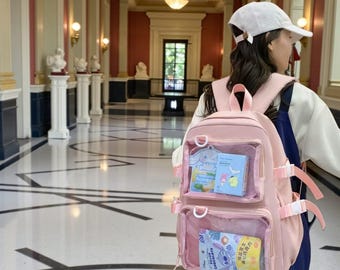 Wasserdichter Ita-Rucksack - Klare Fenster Pin Display Tasche für Anime Abzeichen, Schlüsselanhänger & Sammlerstücke