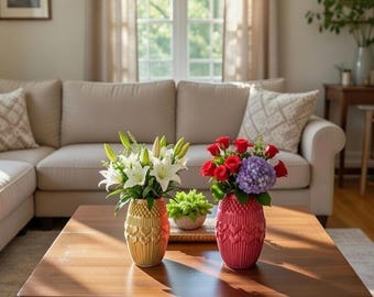 3D Printed Heart Vase, Elegant Romantic Flower Decor, Modern Minimalist Home Gift