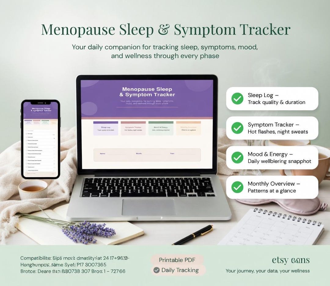 Menopause Symptom Sleep Tracker | Hot Flash Mood Wellness Journal ...