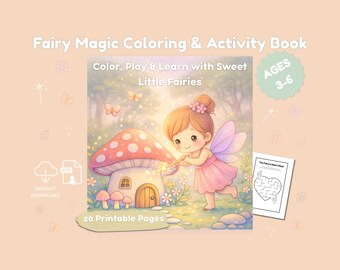 Fairy Coloring Pages Printable for Kids | Preschool Activity Book PDF | Montessori Learning | Toddler Quiet Time Digital Download