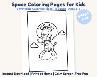 Space Coloring Pages for Toddlers | Easy Preschool Printable Activity | Calm Screen Free Kids Coloring Pack Ages 3-6