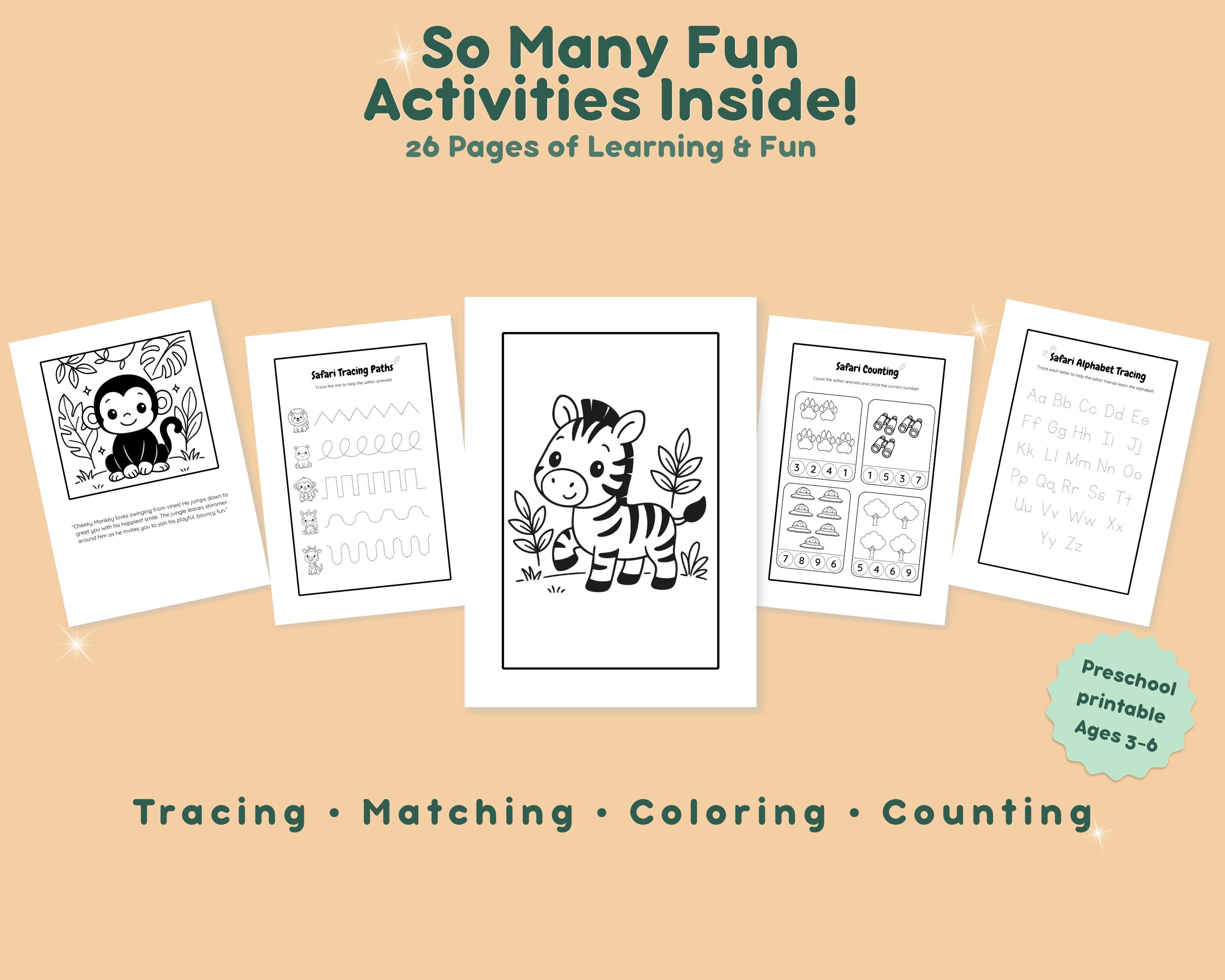 Safari Tracing Worksheets for Toddlers, Jungle Animals Printable PDF ...