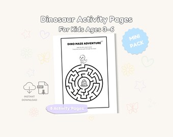Dinosaur Activity Pages for Kids 3–6 | Mini Preschool Printable | Tracing Counting & Mazes