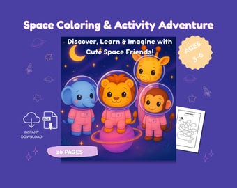 Space Coloring & Activity Book for Kids 3–6 | Preschool Printable PDF | 26 Pages Learning Through Play