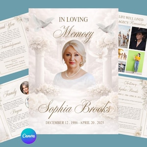 Modèle de programme d'enterrement minimaliste, livret de services commémoratifs élégant (téléchargement canevas)
