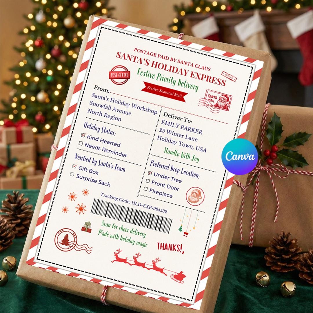 Santa Mail Flyer Template, Editable Canva Santah Letter, North Pole ...