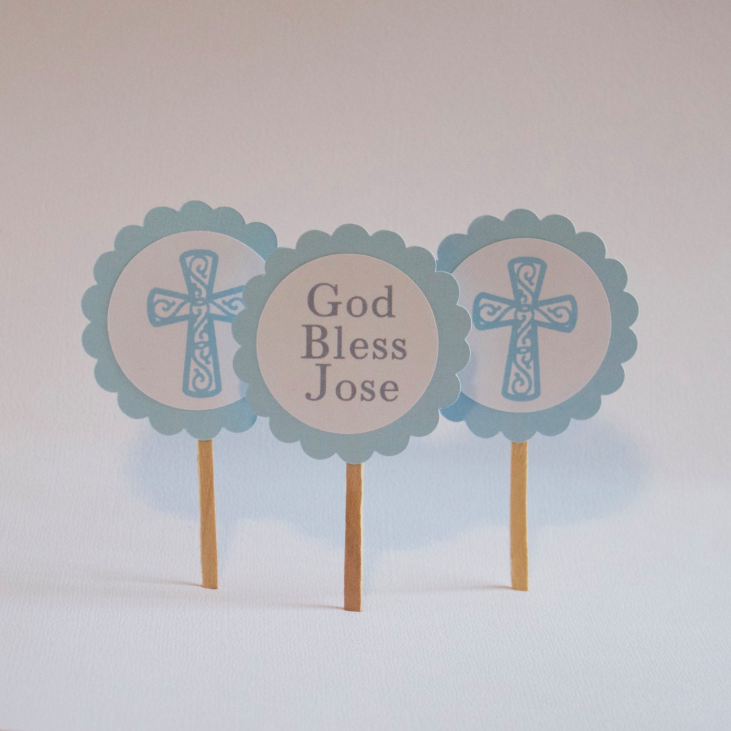Baptism Cupcake Toppers Baptism Decorations Christening Etsy