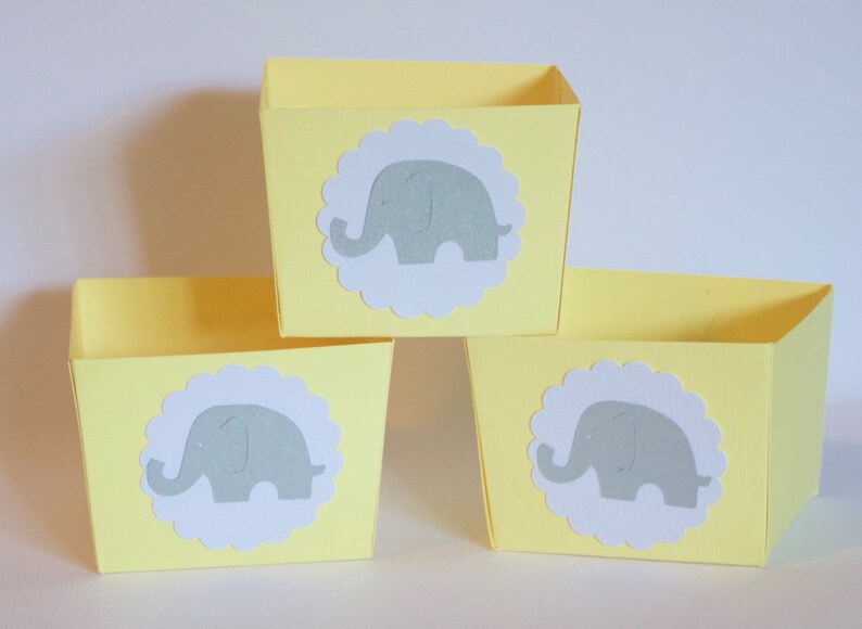 Elephant Baby Shower Favor Boxes Yellow And Gray Baby Shower Etsy