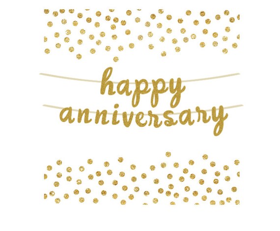 happy anniversary gold glitter banner photo prop anniversary etsy