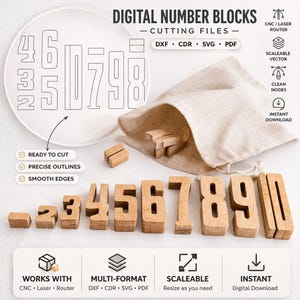 Montessori Number Blocks (svg, dxf, cdr, pdf) | Laser Cut CNC Files (Digital Download)