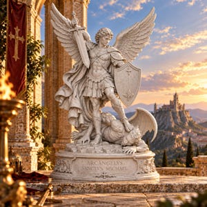 Ärkeängeln Mikael 3D-tryckt staty - Sankt Mikael-figur - Gudomlig krigarskulptur - 3D-tryckt konst - Världsomfattande frakt - Katolsk dekor
