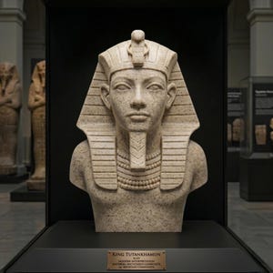 Tutankhamun 3D Bust - Museum Quality Pharaoh Statue - Ancient Egypt Royal Decor - King Tut Sculpture - Historical Artifact Replica