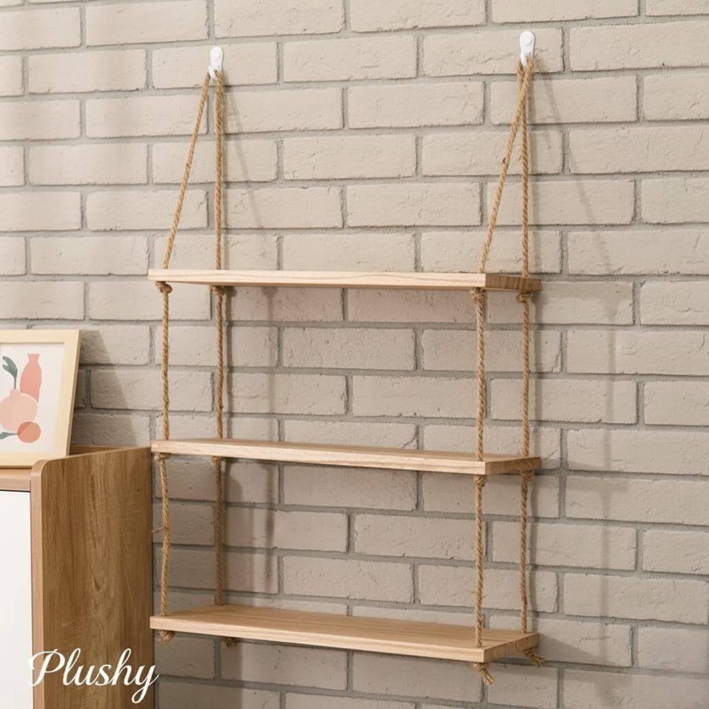 3-Tier Wooden Hanging Shelf | Rustic ...