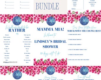 Plantillas para fiesta Mamma Mia con señalización, 12 juegos y letreros editables