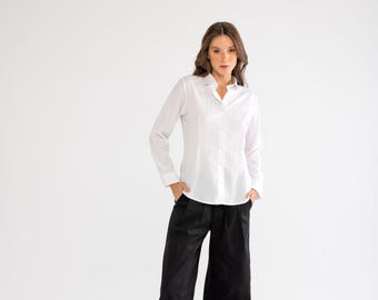 White Tencel Shirt - Slim Fit Sustainable Women's Blouse