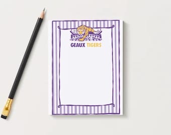 LSU Tigers Gameday Notepad | Purple Gold College Stationery (5x7)