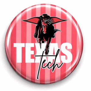 Botón de día de partido de Texas Tech / Pin de los Red Raiders de Wreck Em Tech / Accesorio para el espíritu universitario