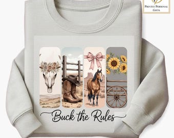 Buck the Rules Western DTF Transfer, Cowgirl Boho Heat Press Design, Western Aesthetic Ready to Press DTF