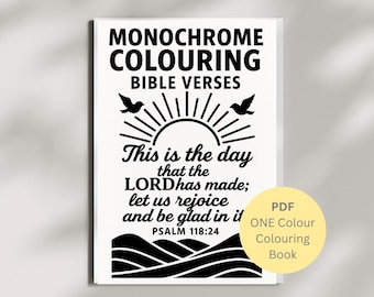 Monochrome Bible Verse Coloring Book – One-Color Coloring Christian Scripture | Printable Digital Download