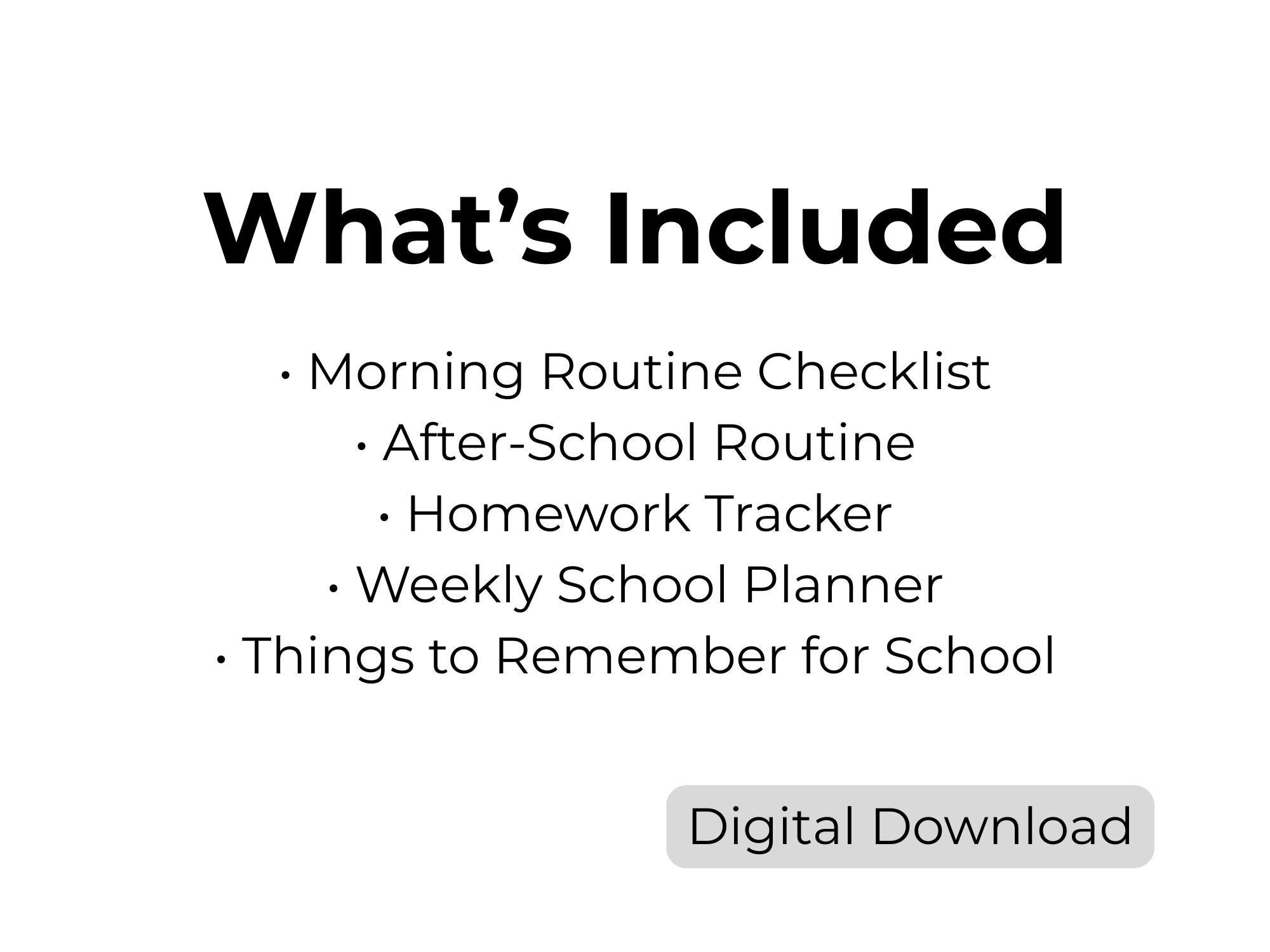 School Routine Tracker School Routine Printables for Kids | Morning Checklist, Homework ...