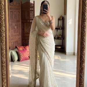 Indian White and Gold Dress - Etsy Canada