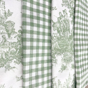 Mixed Pattern Fat Quarter Fabric Bundle for Quilting French Toile Ticking Stripe Gingham Cotton Textile Patchwork Set Small Project Mom Gift