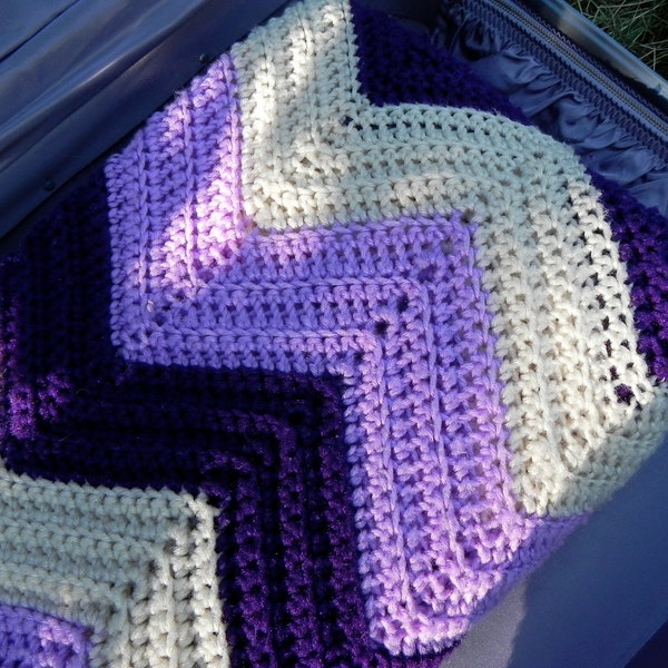 pretty pretty purple and ivory handmade picnic blanket