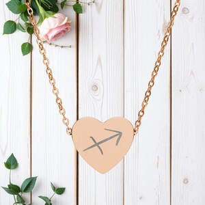 Zodiac, Necklace, Sagittarius , Heart Engraved, Horoscope, Astrology, Zodiac Sign, Gift