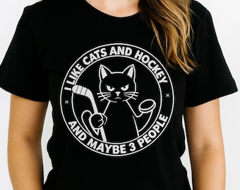 Ik houd van katten en van hockey T-shirt | Cat Hockey-T-shirt