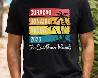 Curacao Bonaire Aruba 2026 Caribbean Islands Tee Palm Tree Sunset Travel Shirt