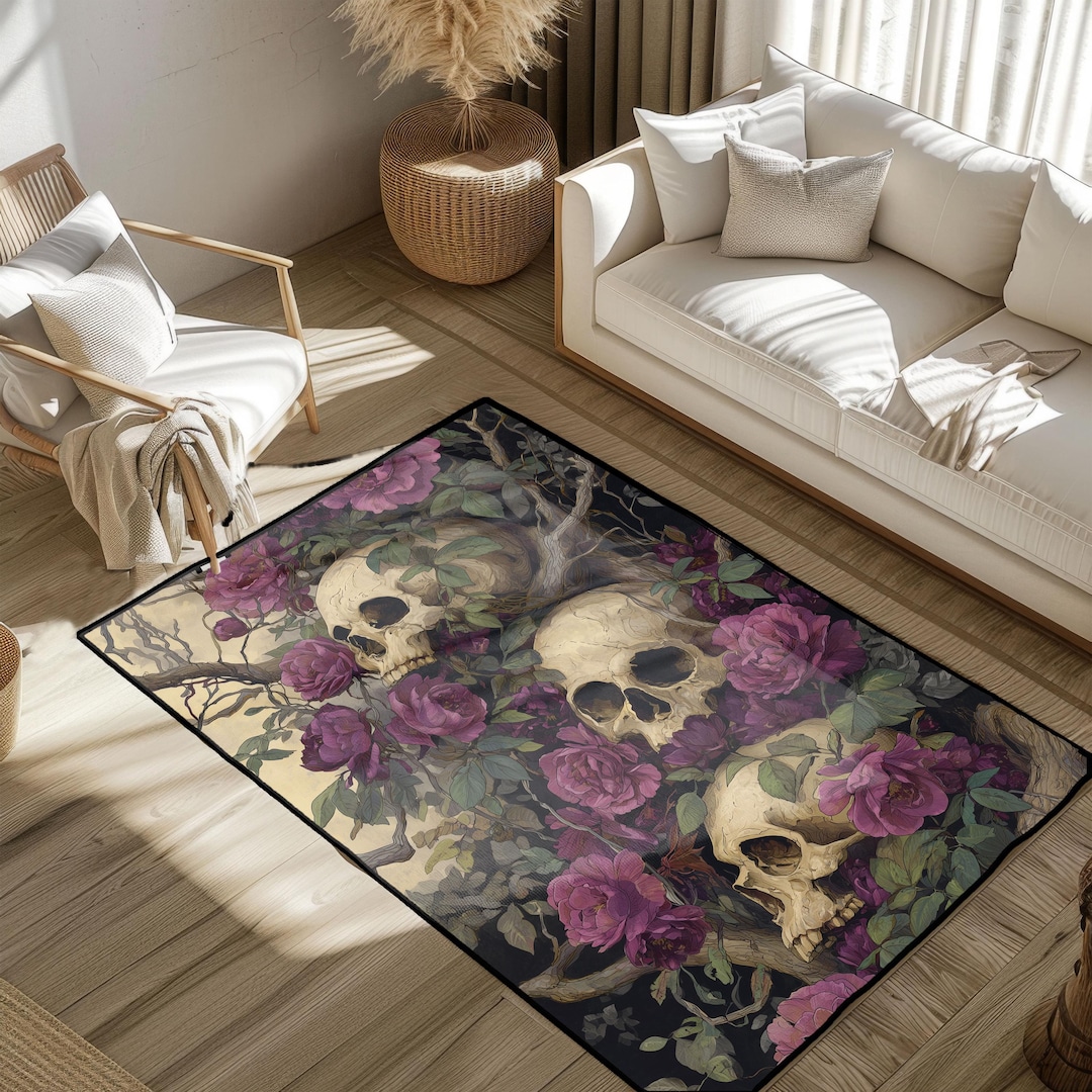 Gothic Mug Rug Gothic Floral Skull Rug, Dark Academia Hobby Rug, Witchy Memento Mori ...