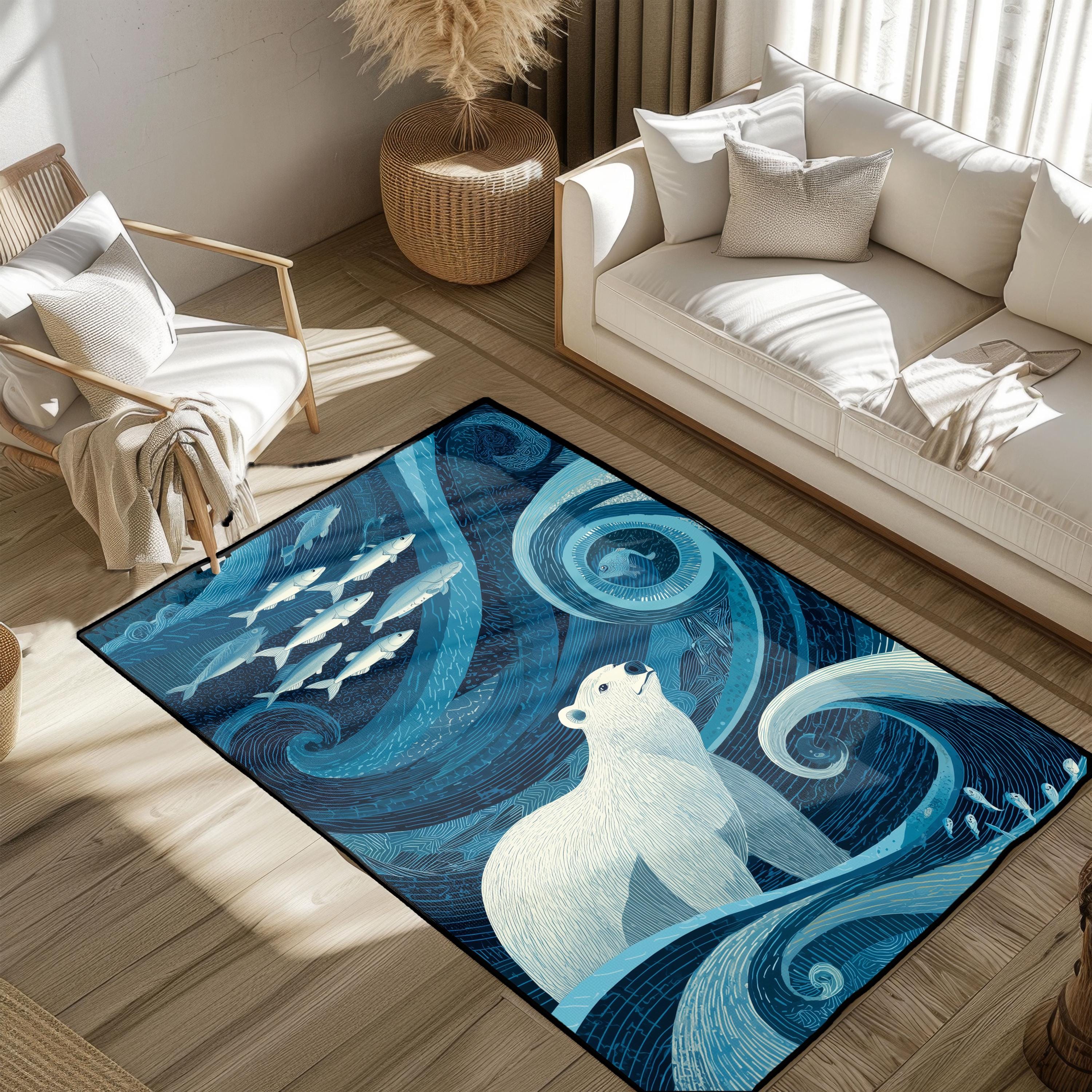 その他 FEELS GOOD STORE Save the Water Rug Polar Bear Rug, Arctic Animal Area Rug, Ocean Lover Floor Mat
