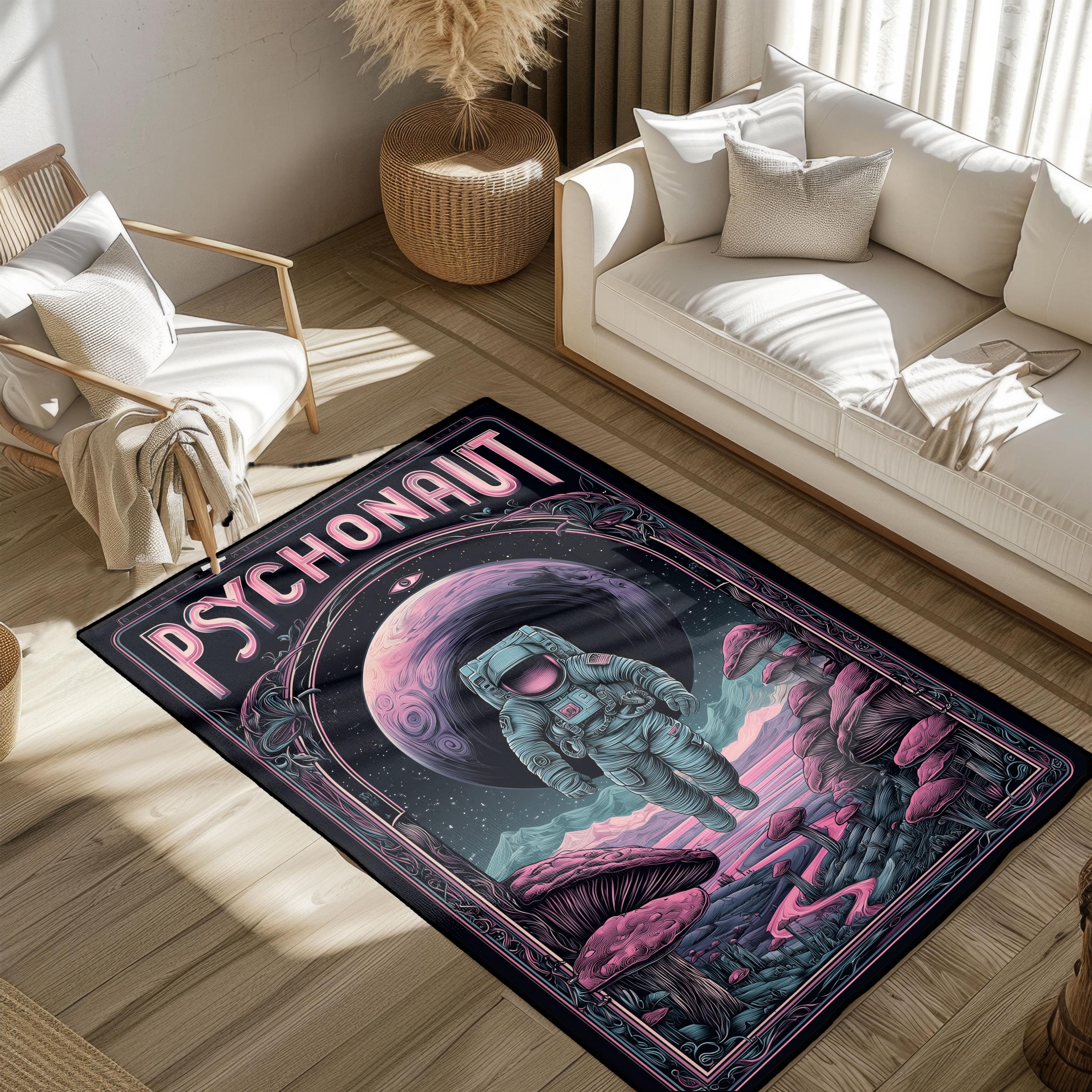 Psychonaut Psychedelic Rug, Trippy Astronaut Area Rug, Magic